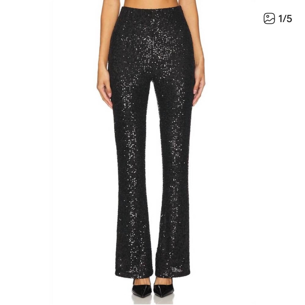 NWT Steve Madden Black Citrine Sequin Flare Pants